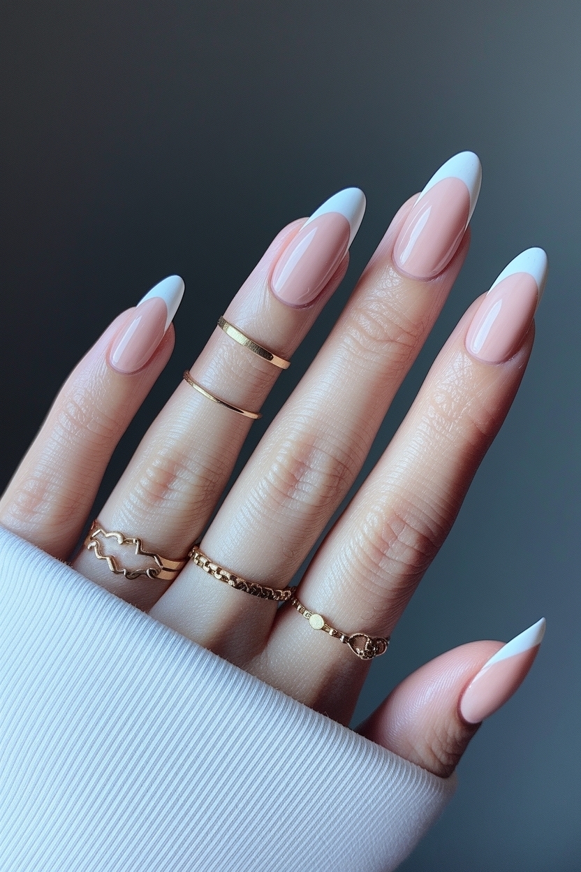 Trendy French Tip Almond Nails with Design to Try Now outfit idea