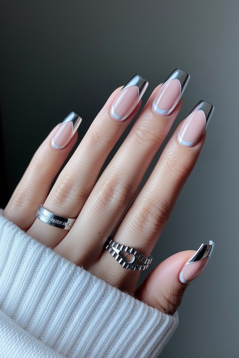 Elevate Your Style with French Tip Nails with Chrome outfit idea