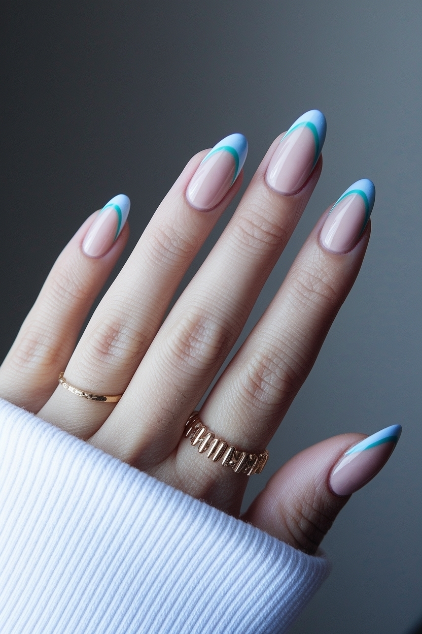 Trendy French Tip Nails with Design Almond Shape outfit idea