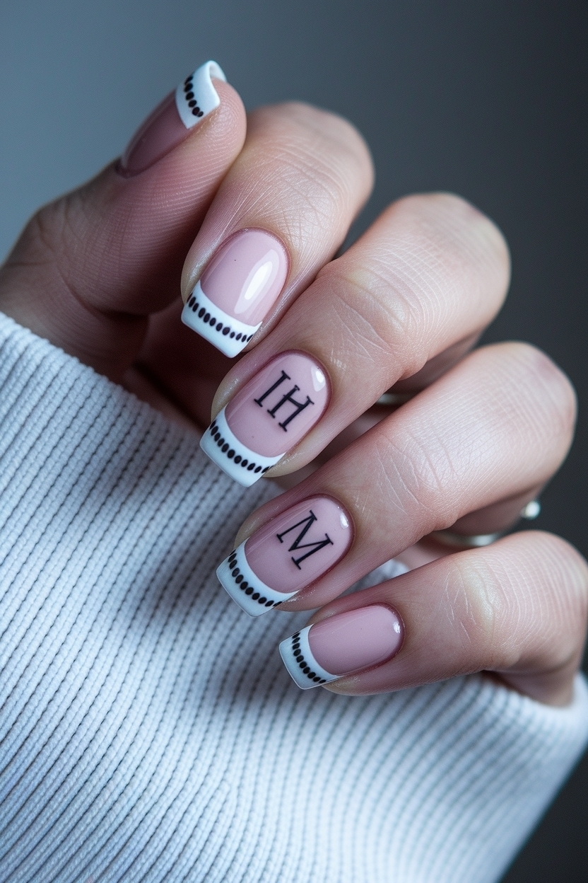 Personalized Beauty: French Tip Nails with Initials Ideas outfit idea