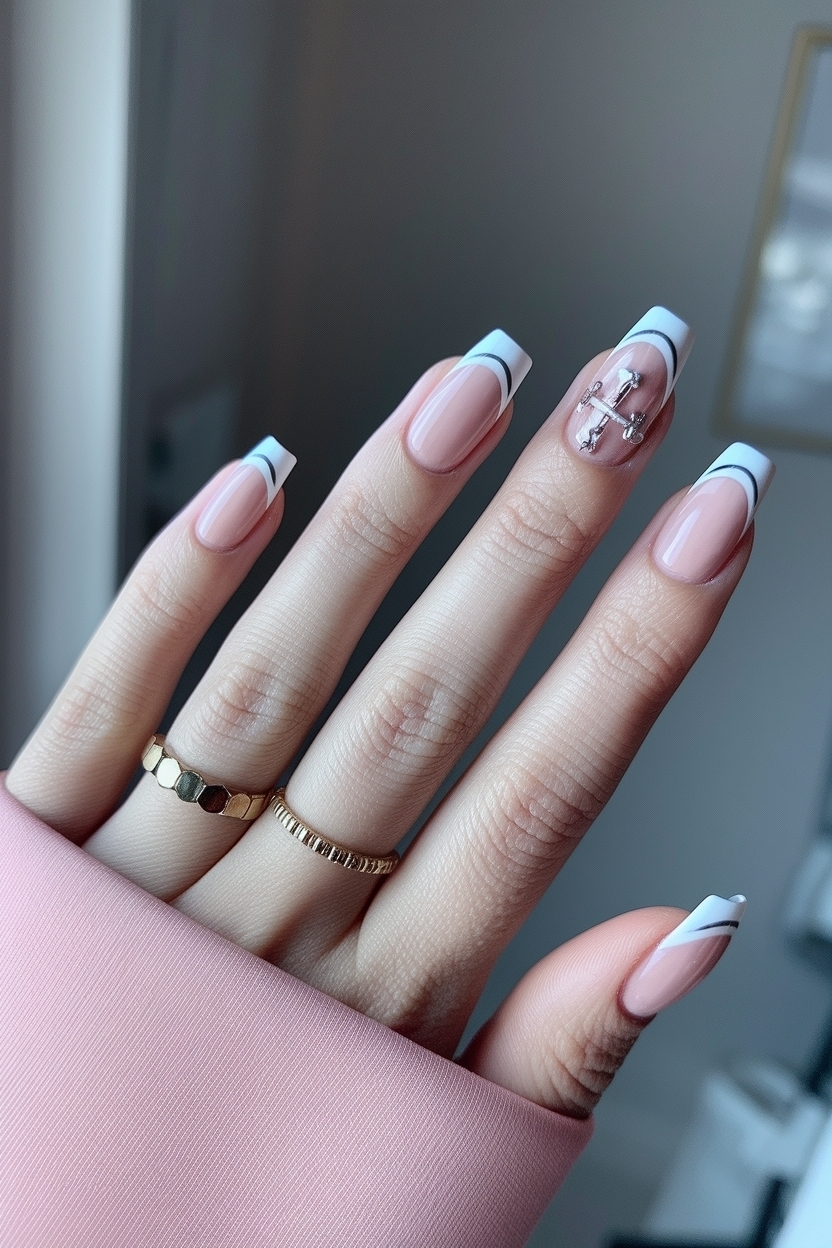 Creative French Tips Nails with Design for Every Occasion outfit idea