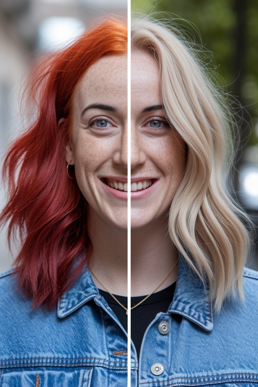 From Red to Blonde Hair Before and After Results outfit idea