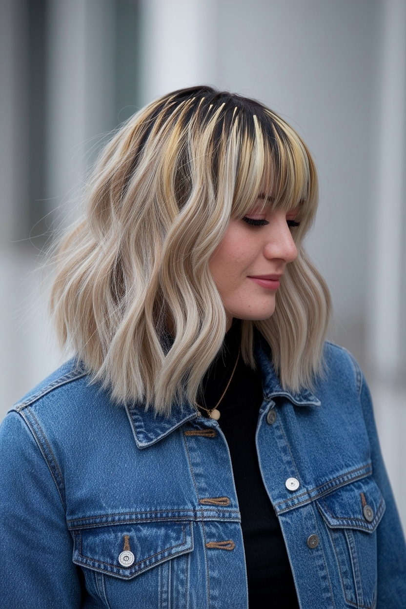 Full Head Blonde Foils on Dark Hair for a Fresh Look outfit idea