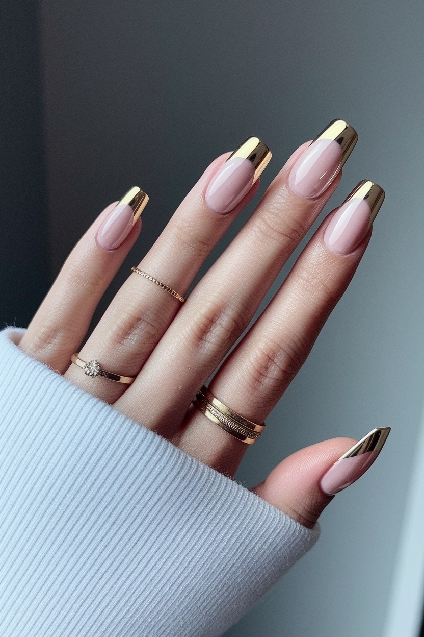 Glam Up with Gold Chrome French Tip Nails This Season outfit idea