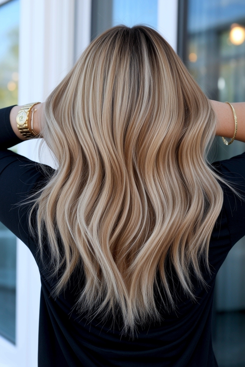 Hair Color Blonde Honey Golden Brown Summer Caramel Highlights outfit idea
