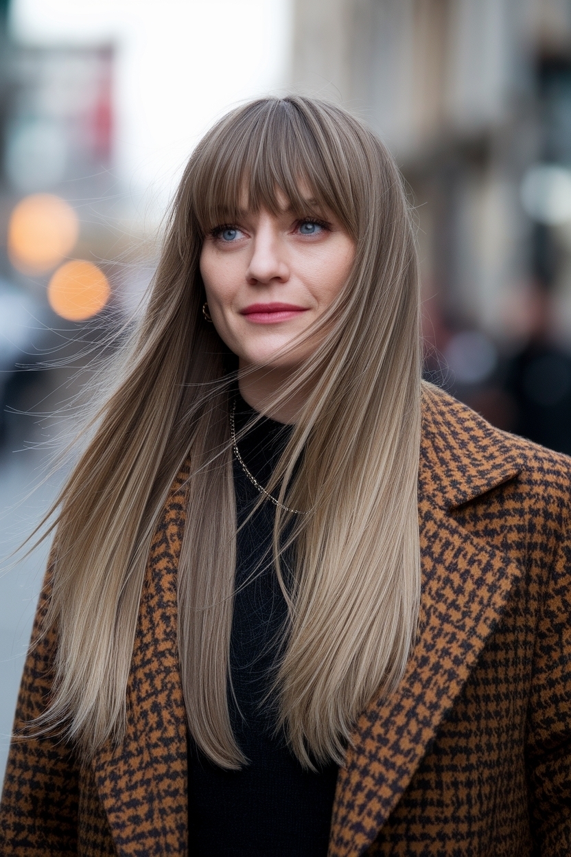 Trendy Hair Styles for Long Hair with Bangs This Year outfit idea