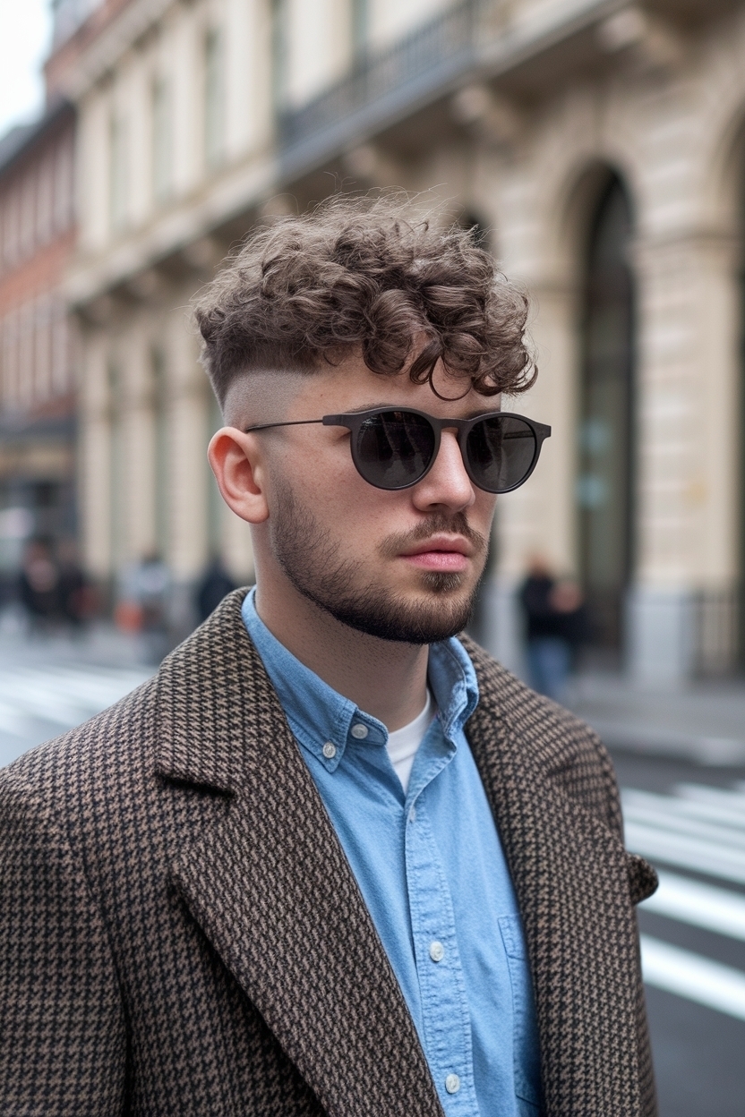 Haircut for Men Curly Hair Round Faces: Flattering Options outfit idea