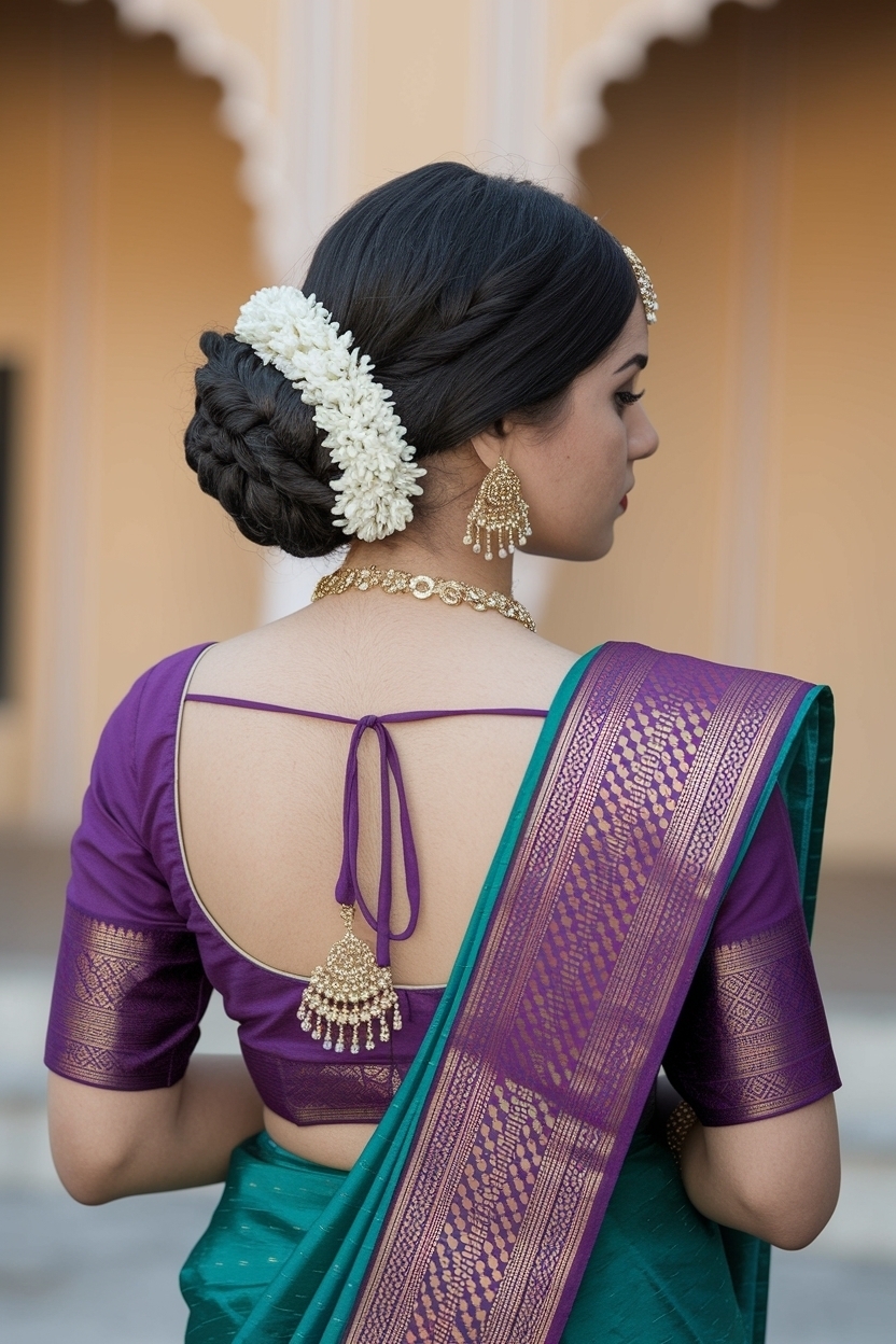 Beautiful Hairstyles for Medium Length Hair Indian Traditional outfit idea