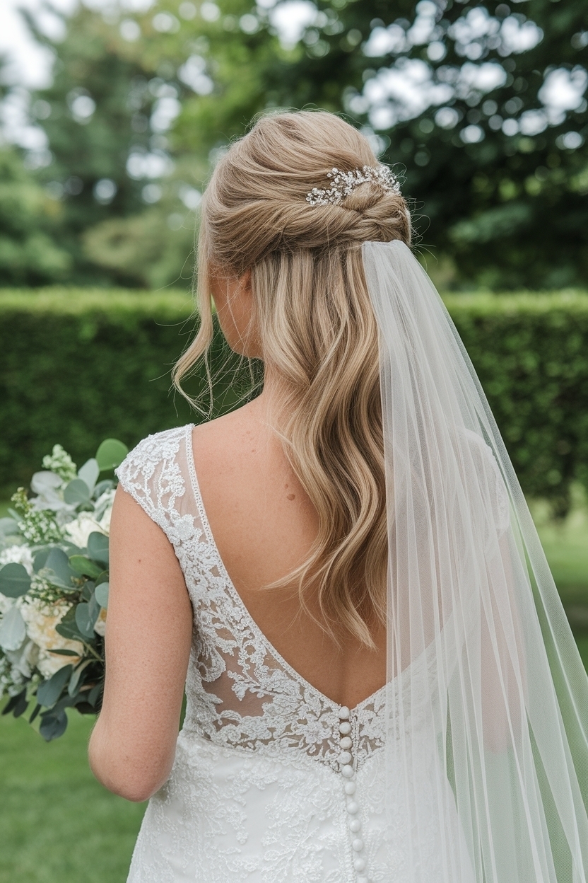 Stunning Half Up Half Down Bridal Hair with Veil Ideas outfit idea