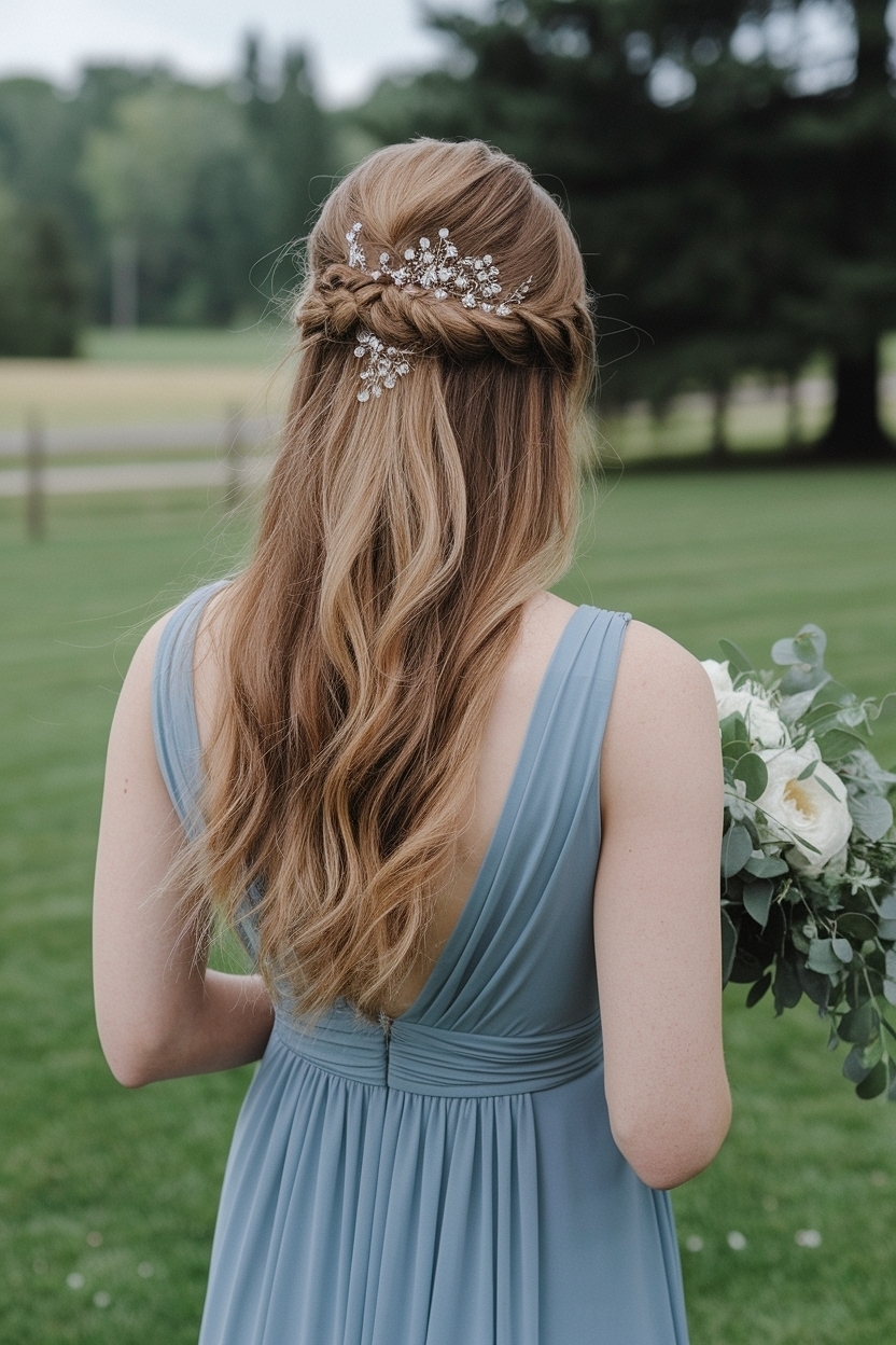 Half Up Half Down Bridesmaid Hair Long for Elegant Looks outfit idea
