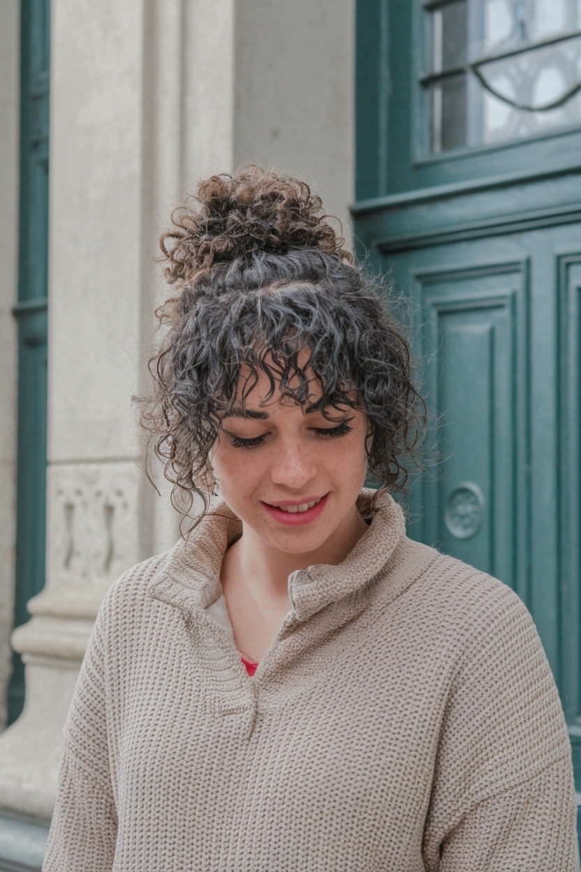 Half Up Half Down Bun Curly Hair: Effortlessly Beautiful outfit idea