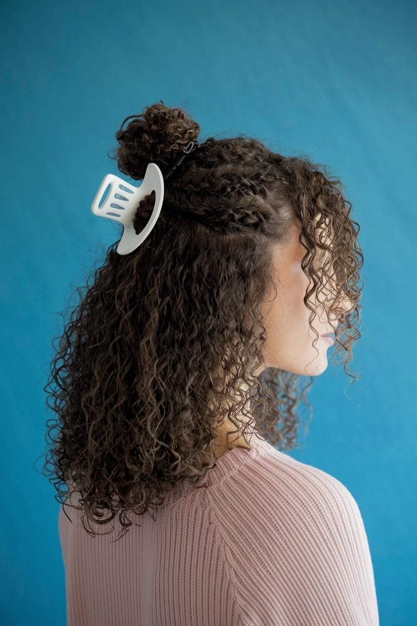 Half Up Half Down Claw Clip for Curly Hair: A Chic Choice outfit idea
