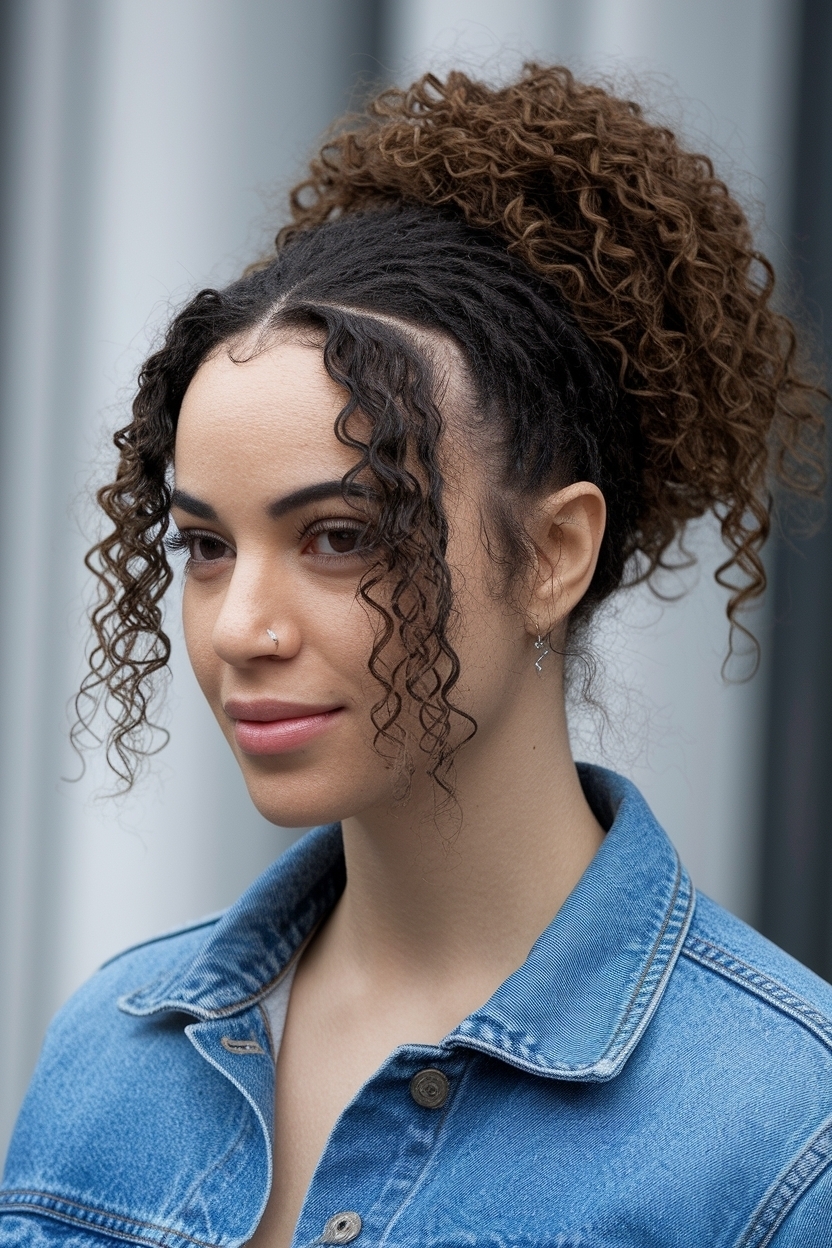 Half Up Half Down Curly Hairstyles Natural for Busy Days outfit idea