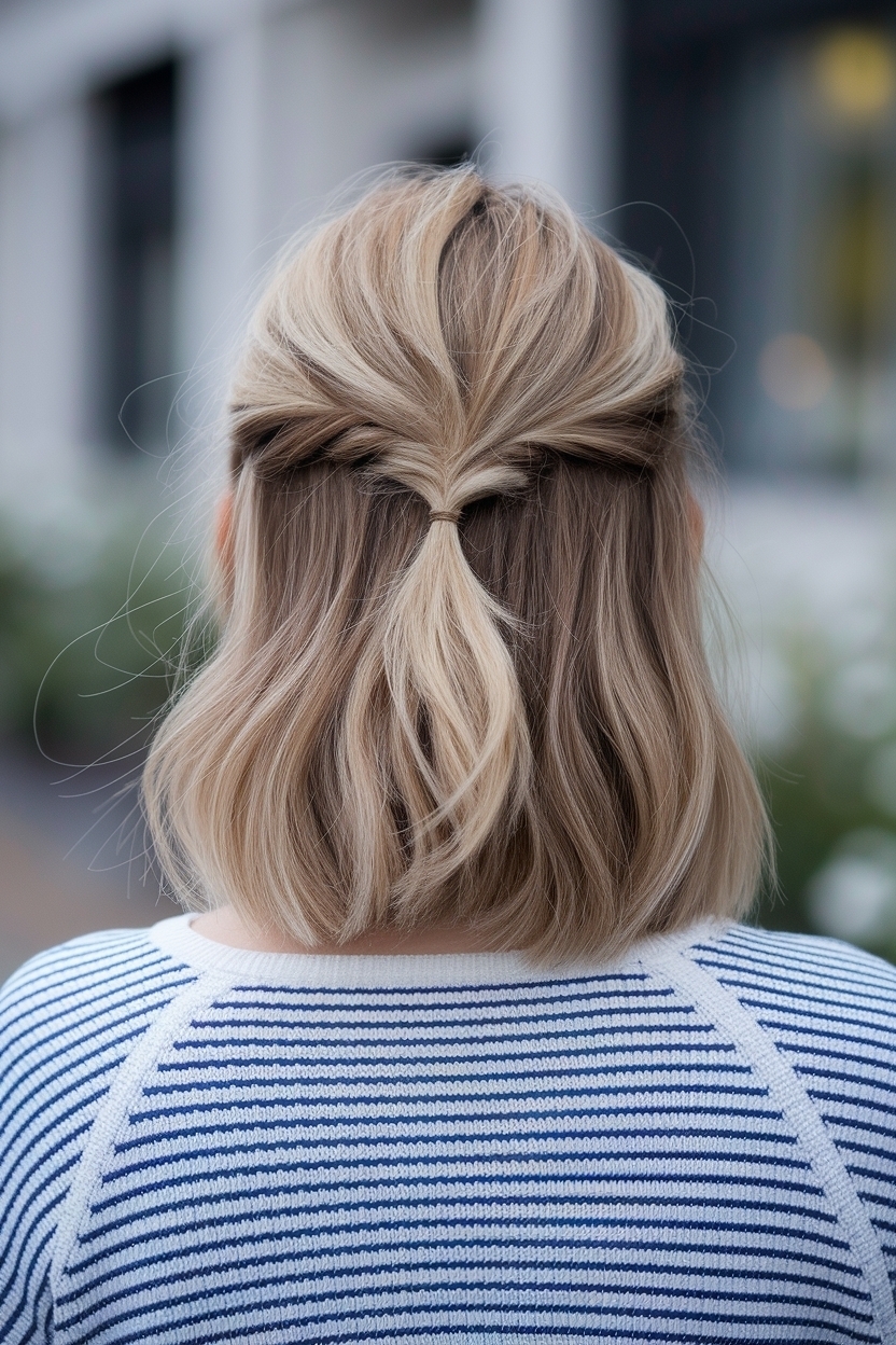 Creative Half Up Half Down Hair Short Hair Ideas outfit idea