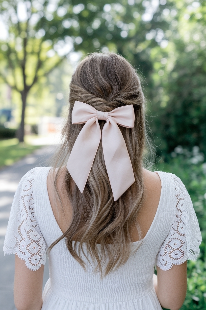 Half Up Half Down Hair with Bow: Elegant Options outfit idea