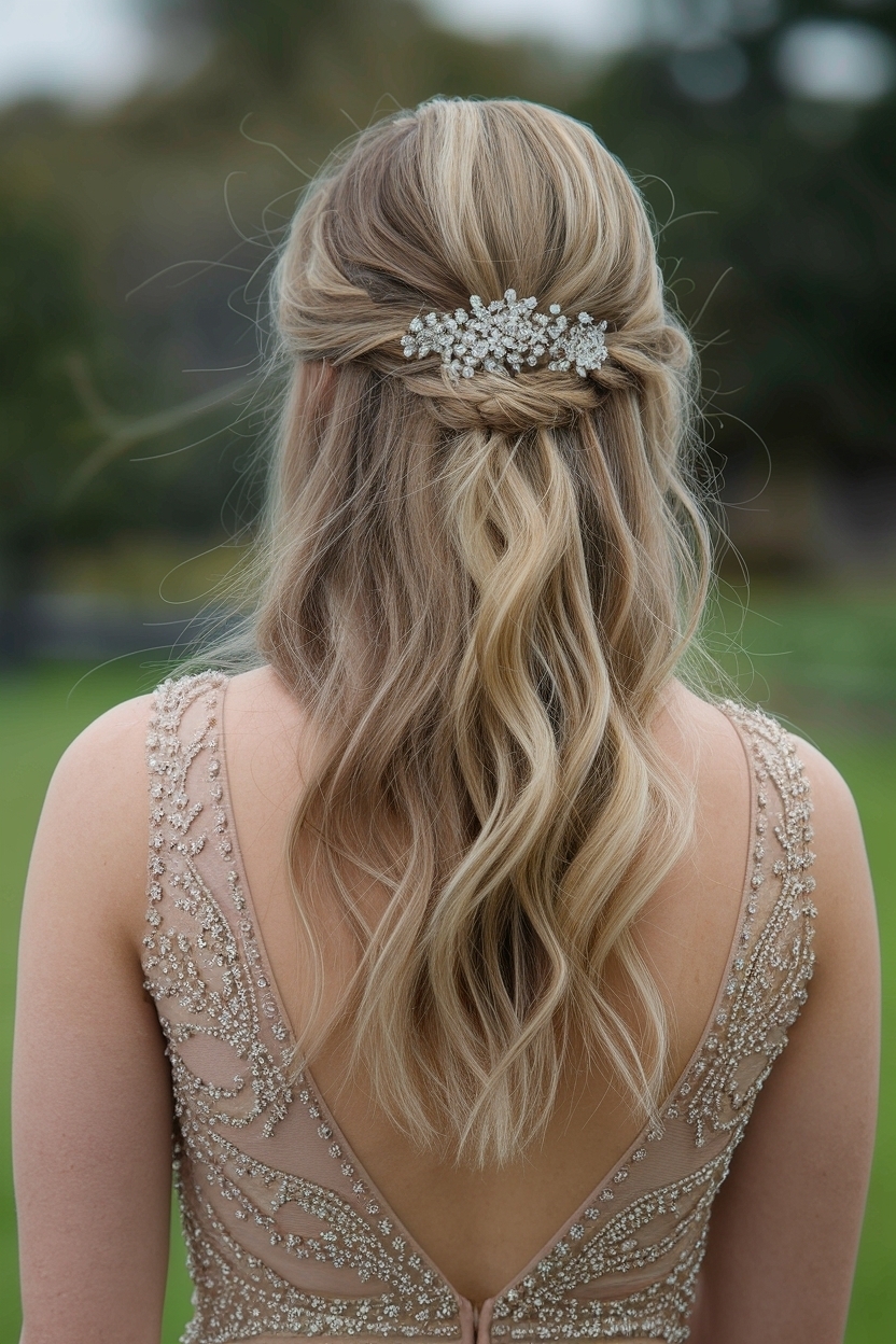 Half Up Half Down Prom Hair Medium: Perfect for Dance Night outfit idea