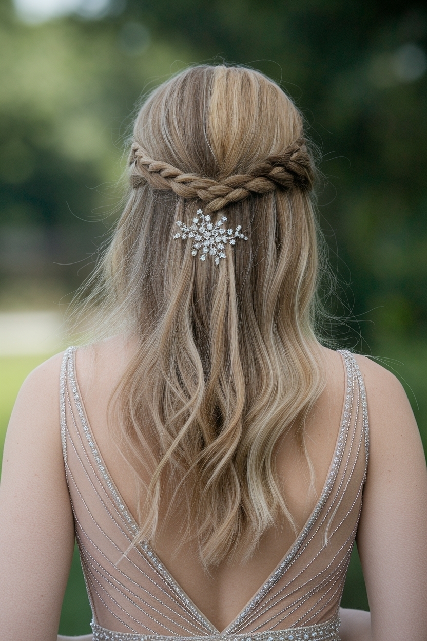 Half Up Half Down Prom Hair with Braid: Unique and Trendy outfit idea