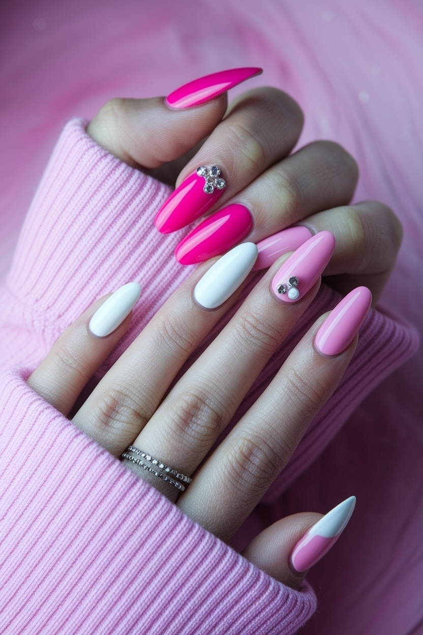 Hot Pink and White Nails: Make a Bold Statement outfit idea