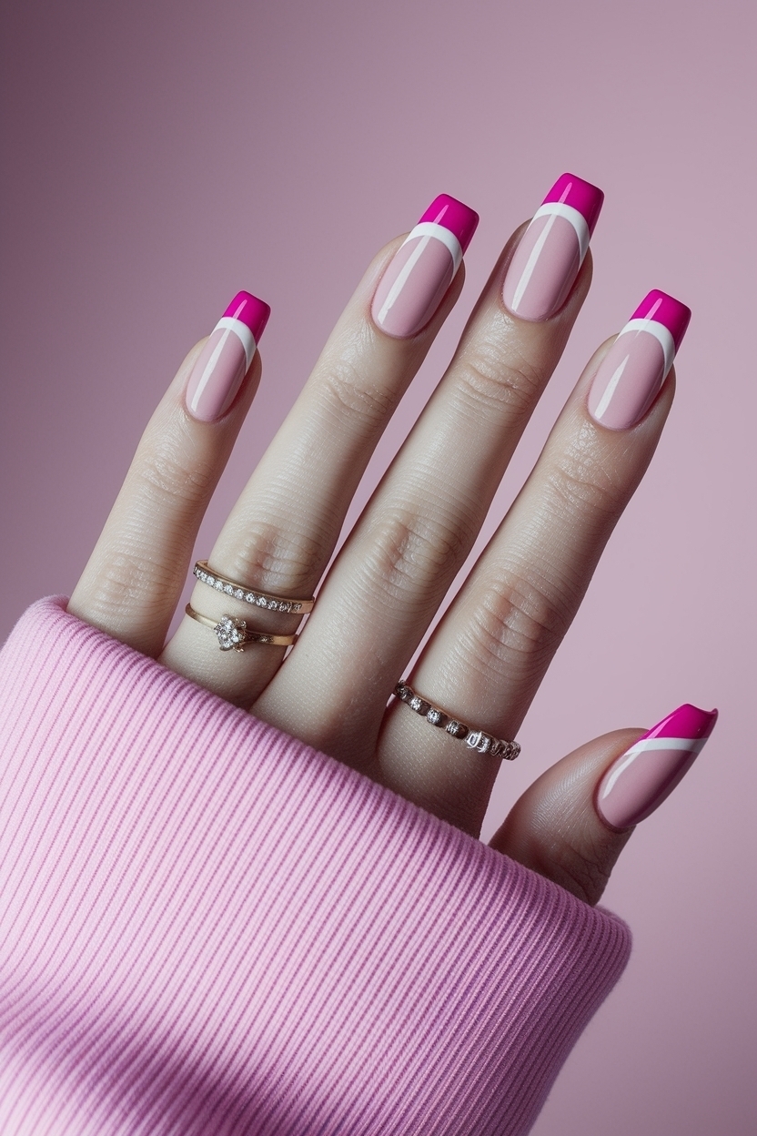 Hot Pink French Tip Nails: Bold and Beautiful outfit idea