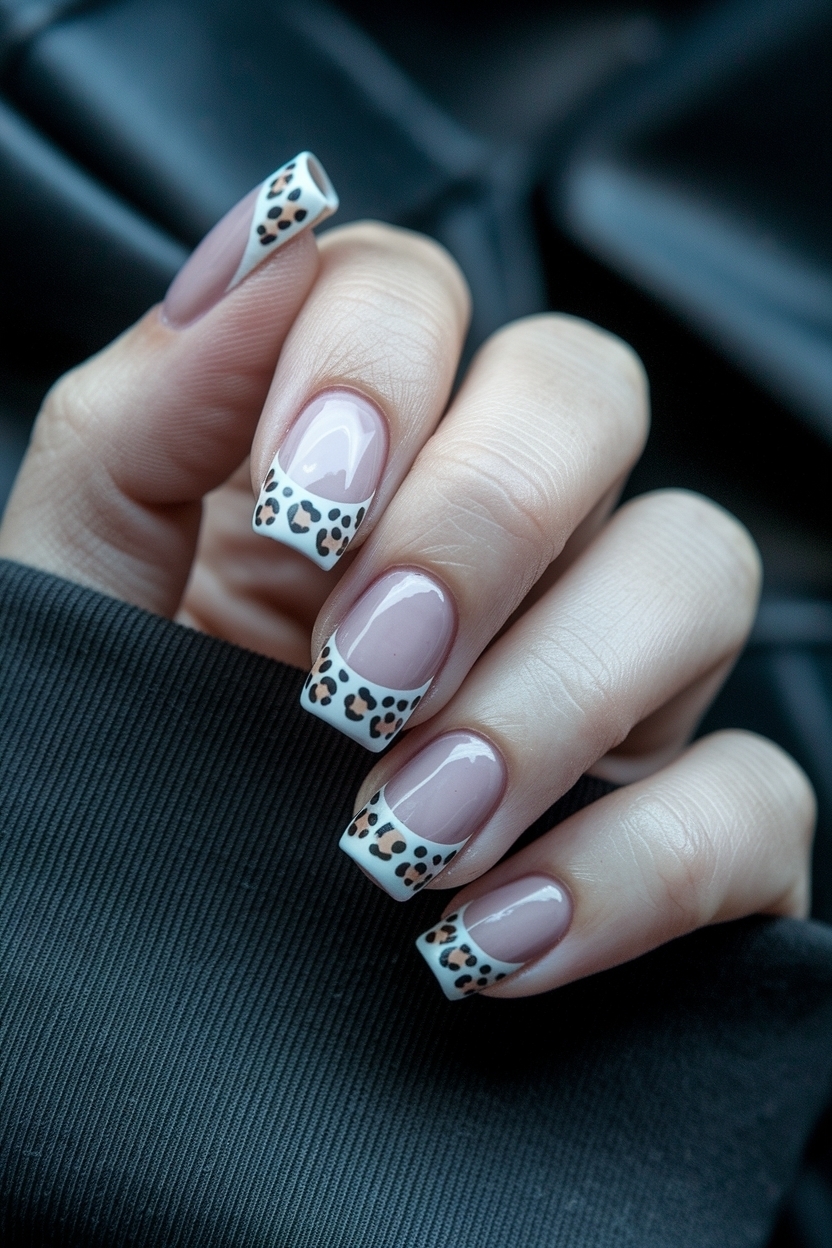 Leopard Print Nails French Tip: Chic and Stylish outfit idea