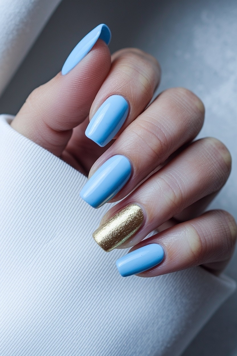 Light Blue and Gold Nails: Perfect for Any Occasion outfit idea