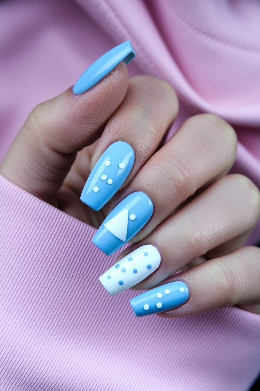 Light Blue and White Nails for a Fresh Spring Look outfit idea