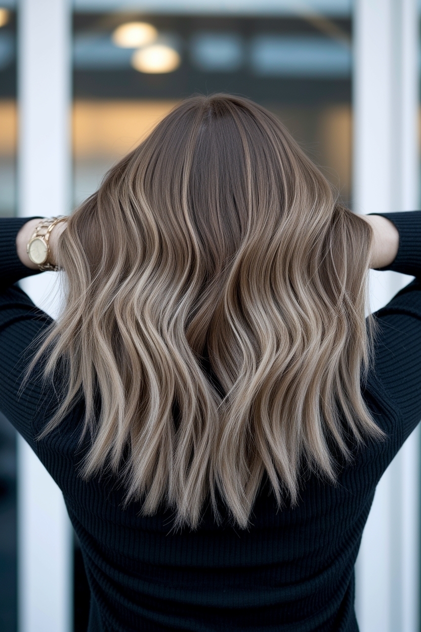 Light Brown Hair with Blonde Highlights Medium Shoulder Length outfit idea
