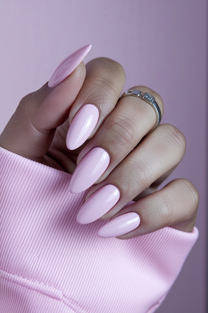 Light Pink Almond Nails Design: Soft and Chic Aesthetic outfit idea