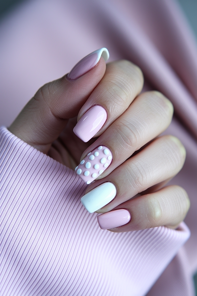 Light Pink and White Nails for a Subtle Look outfit idea