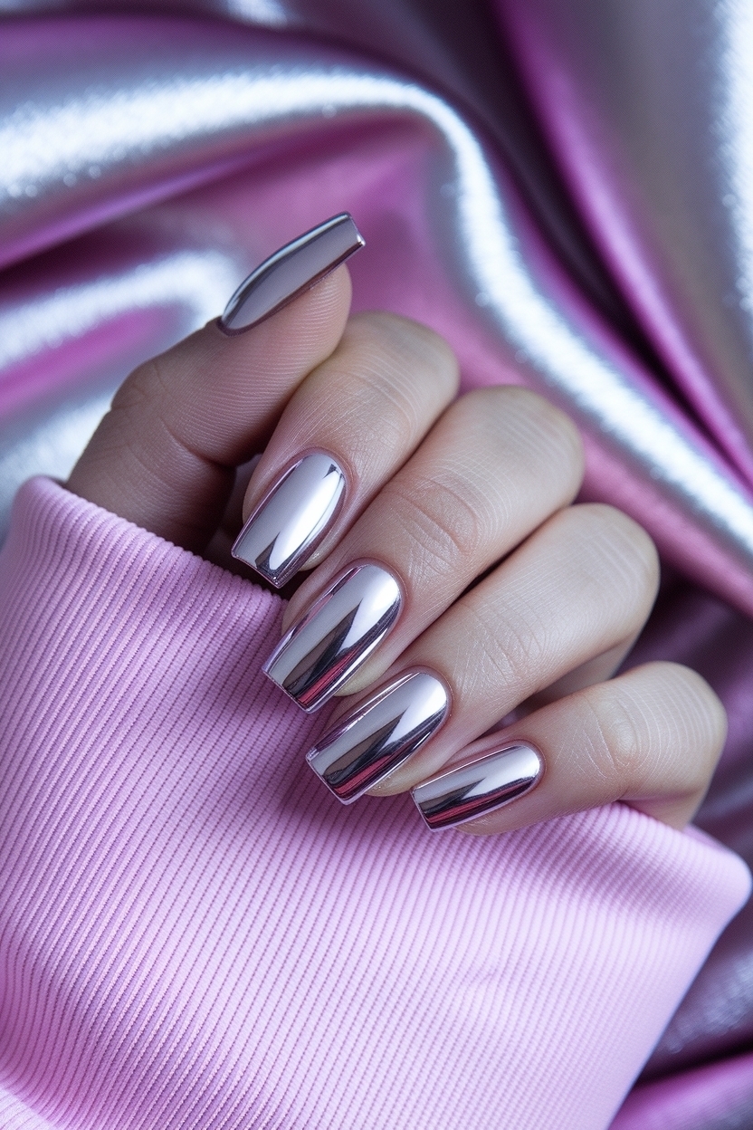 Light Pink Chrome Nails Short: Stylish and Easy to Maintain outfit idea