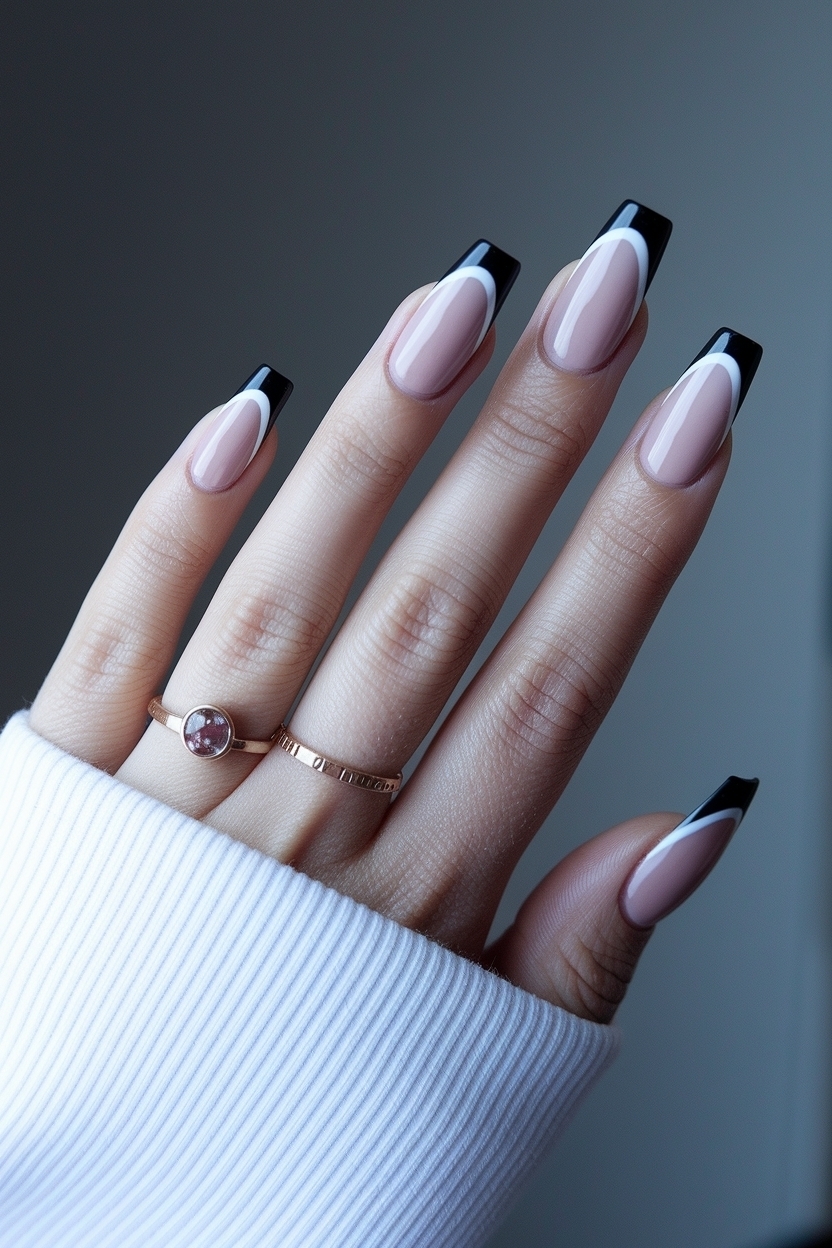 Long Black French Tip Nails: Dramatic and Stunning Styles outfit idea