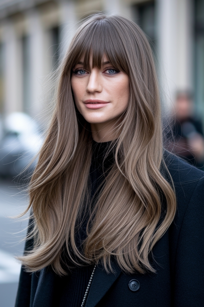 Long Curtain Bangs Face Framing Layers Long Hair Guide outfit idea