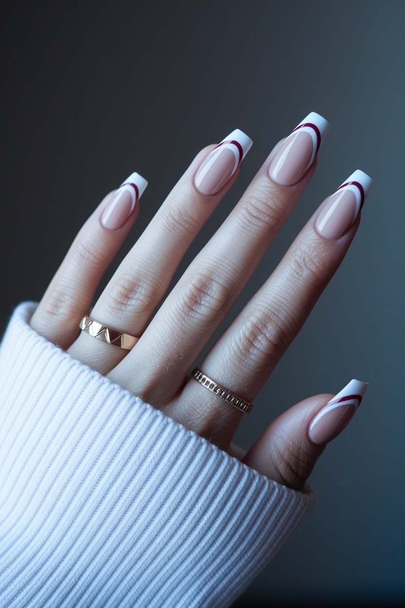 Medium Coffin French Tip Nails for Every Occasion outfit idea