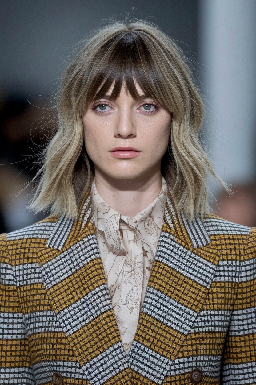 Medium Hair Styles with Bangs and Layers: Modern Options outfit idea