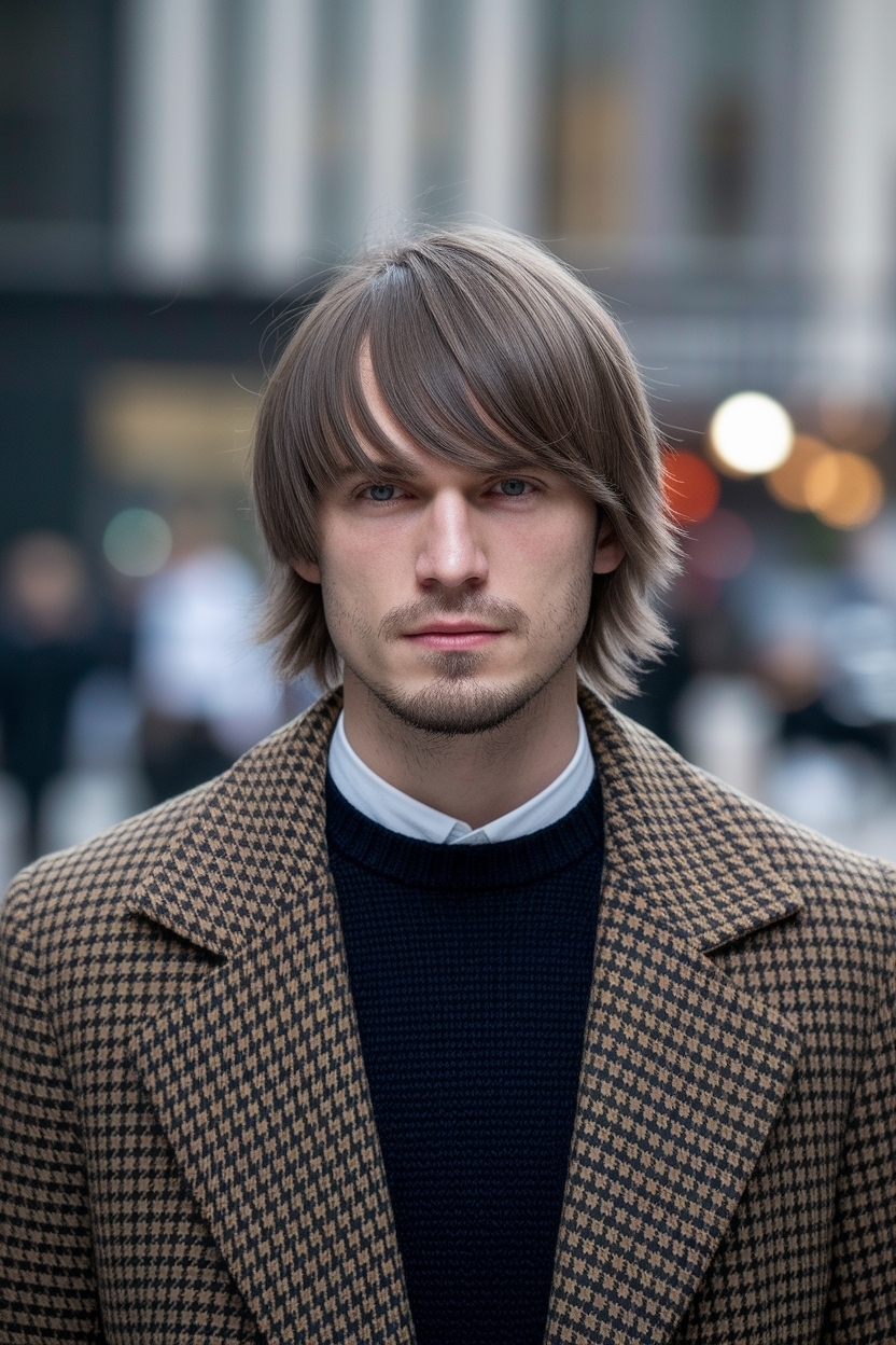 Cool Medium Length Haircut for Men Straight Hair Styles outfit idea