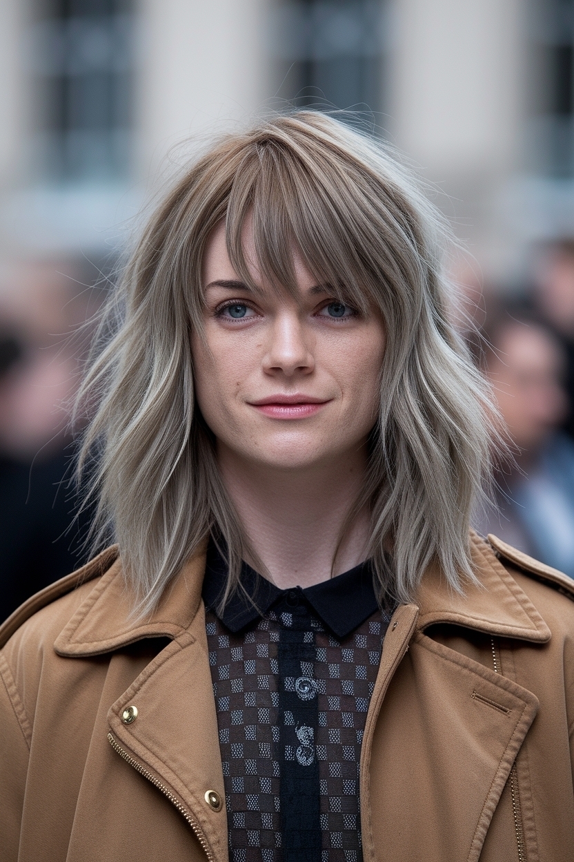 Medium Length Haircut for Round Faces Long Layered Styles outfit idea