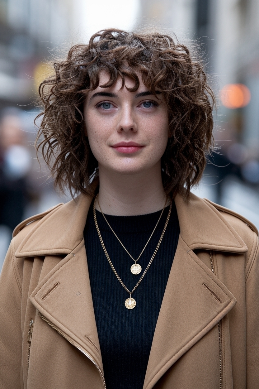 Mid Length Curly Haircuts for Round Faces to Flatter Your Features outfit idea
