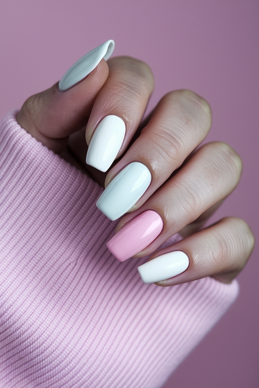 Milky White and Pink Nails: A Chic Combination outfit idea