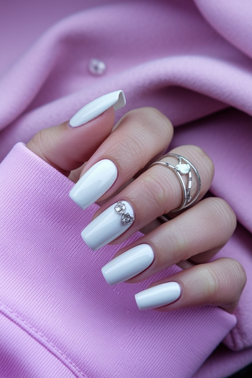 Milky White Nails Acrylic Design Ideas outfit idea