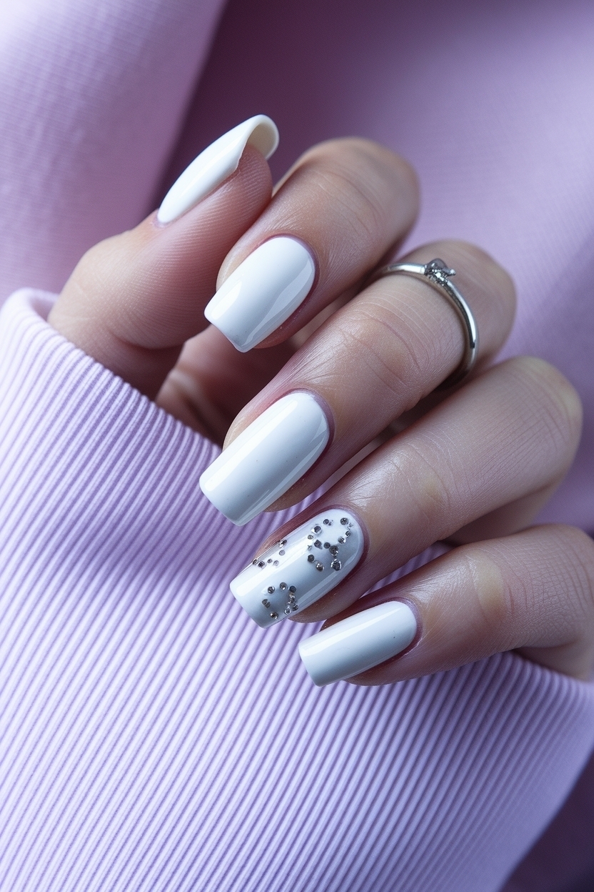 Milky White Nails with Design Inspiration outfit idea