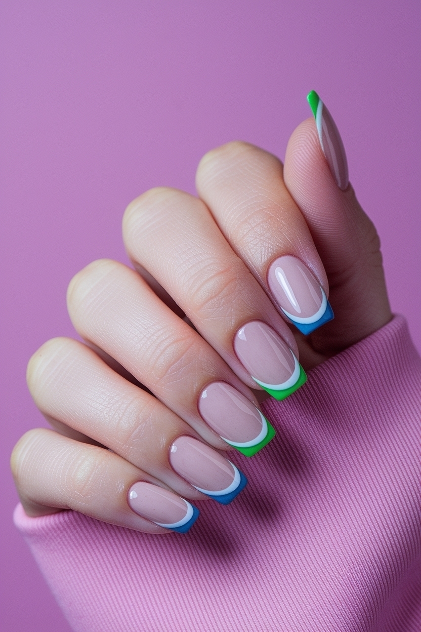 Multi Colored French Tip Nails: A Colorful Twist on Classics outfit idea