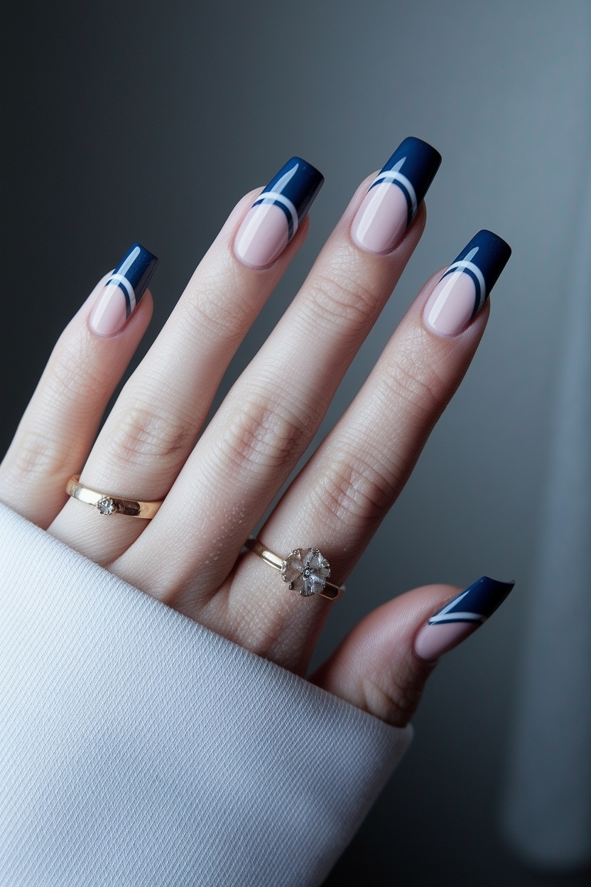 Navy Blue Nails French Tip for a Chic Finish outfit idea