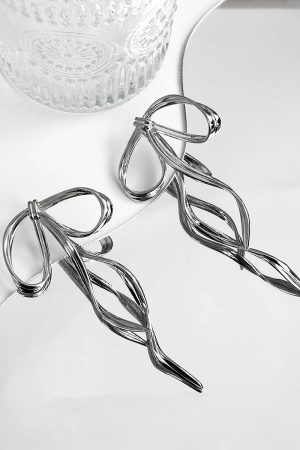 New Style Trends - Abstract Flow Ribbon Aesthetic Earrings - Outfit Ideas