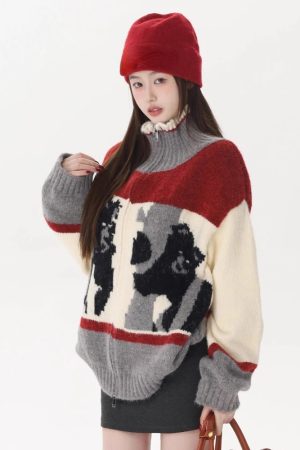 New Style Trends - Abstract Retro Knit Zip-Up Cardigan - Outfit Ideas