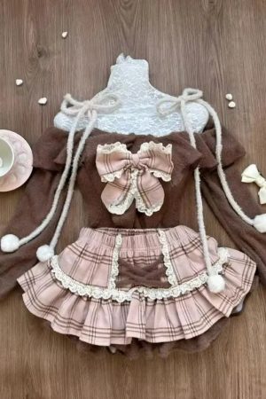 New Style Trends - Acubi Dark Doll Bow-Knit Outfit Set - Outfit Ideas