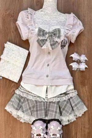 New Style Trends - Acubi Dark Doll Bow-Knit Outfit Set - Outfit Ideas