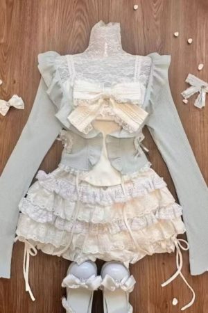 New Style Trends - Acubi Dark Doll Bow-Knit Outfit Set - Outfit Ideas