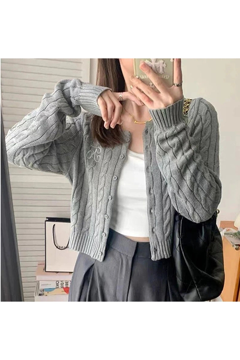 New Style Trends - Acubi Fall Cozy Cable-Knit Buttoned Cardigan - Outfit Ideas