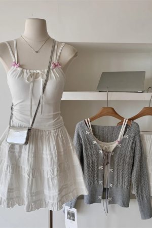 New Style Trends - Acubi Lace Bow-Knit Outfit Set - Outfit Ideas