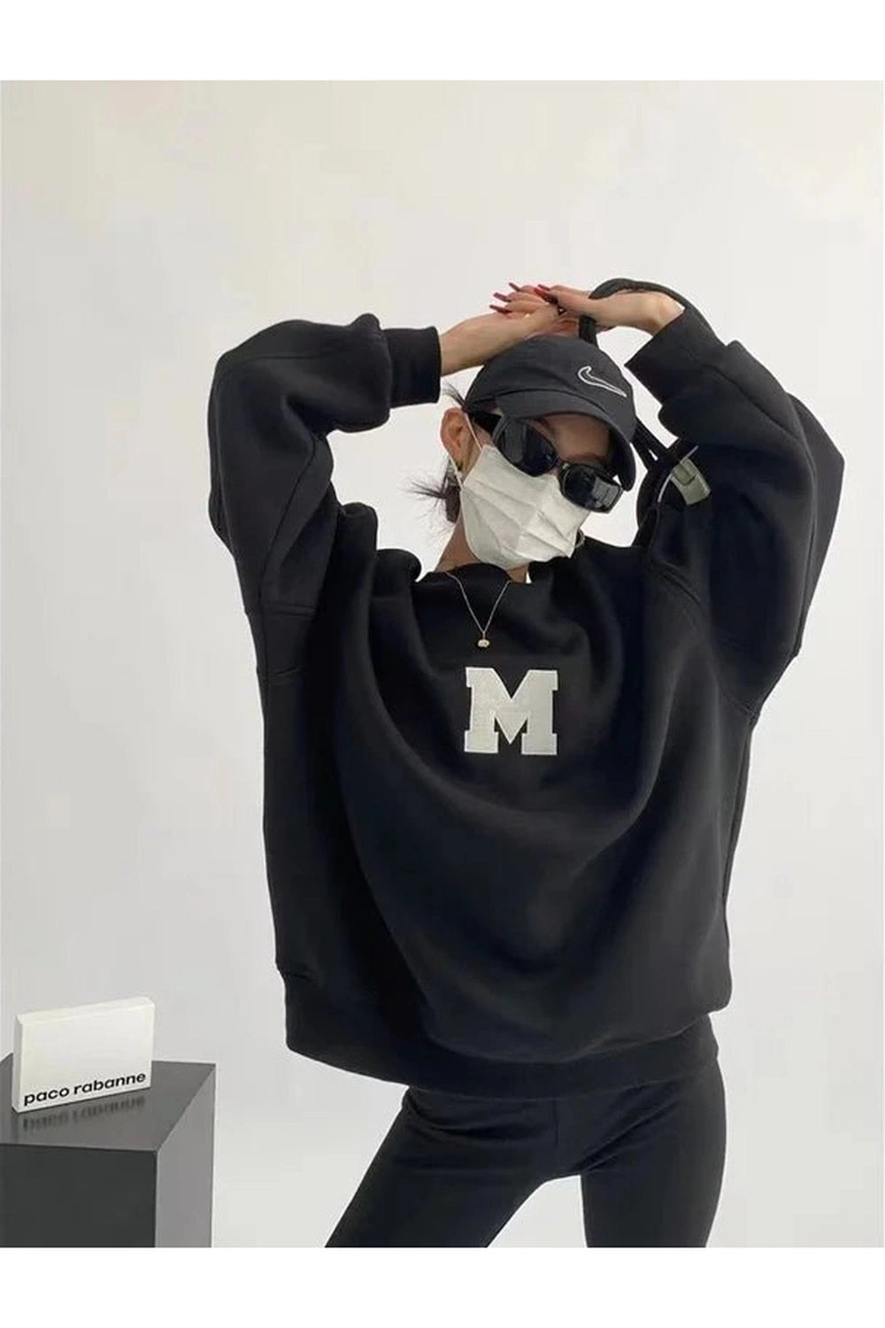 New Style Trends - Acubi Monochrome Varsity M Oversized Sweatshirt - Outfit Ideas